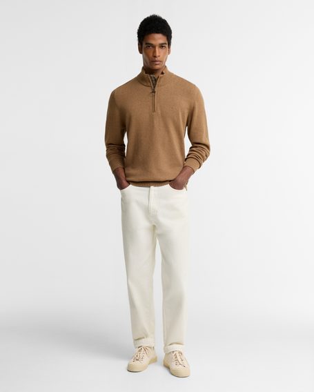 Barbour Pima Cotton Half Zip Sweater — Sandstone