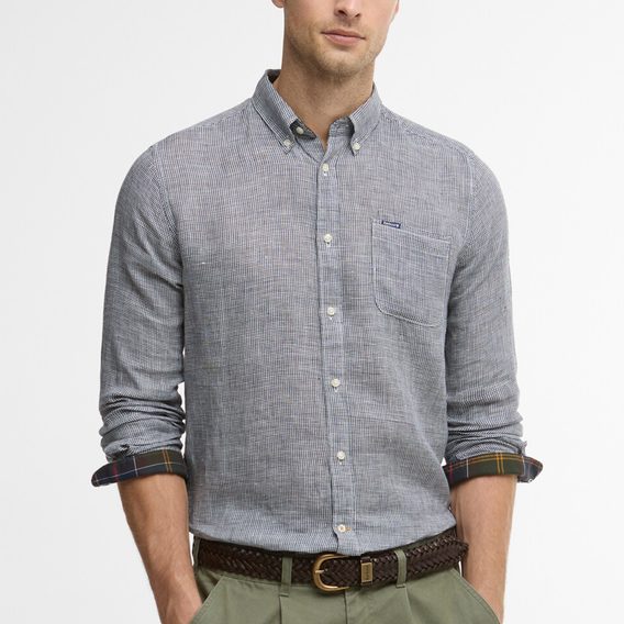 Barbour Linton Tailored Shirt — Dark Navy