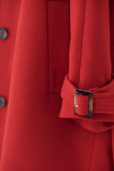 Barbour Alberta Wool Trench Coat — Blaze Red