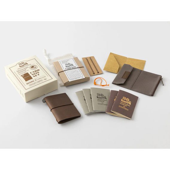 Traveler's Notebook Card Size 20th Anniversary Set — Brown