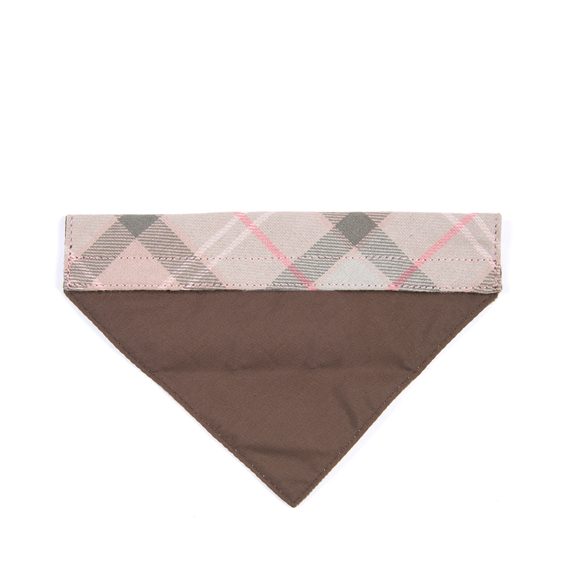 Bavlněná bandana Barbour - Taupe / Pink Tartan