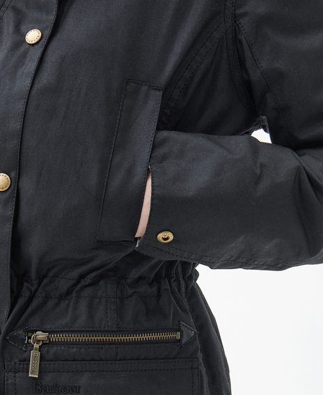 Barbour Kelsall Waxed Cotton Parka Jacket — Classic Black