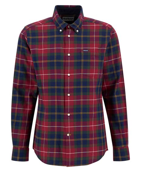 Barbour Fortrose Tailored Long-Sleeved Shirt — Wine Red Tartan