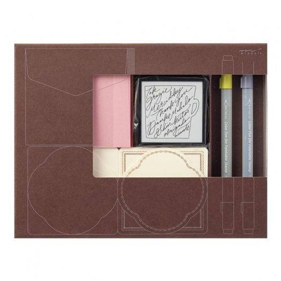 Sada samonamáčecích razítek Midori Paintable Stamp Kit Thank You: 70th Limited Edition