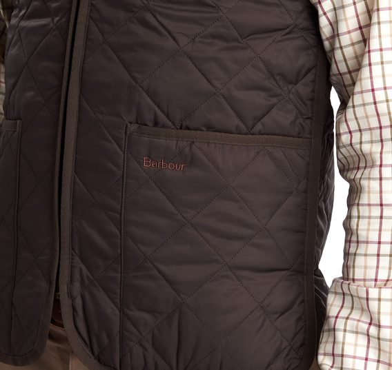 Prošívaná zateplovací vesta pro voskované bundy Barbour - tmavě hnědá