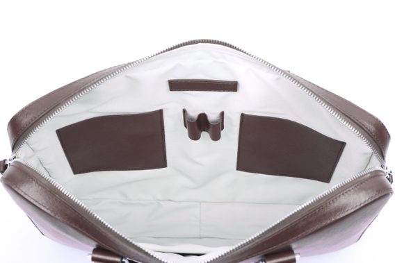 Kožená slim taška na notebook John & Paul - tmavě hnědá