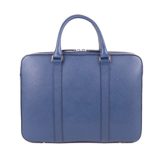 Kožená slim taška na notebook John & Paul - modrá