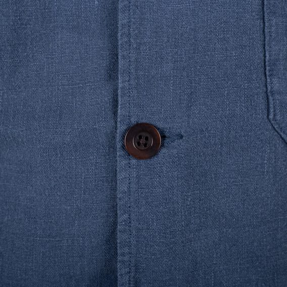 Lněná overshirt Portuguese Flannel Labura - tmavě modrá