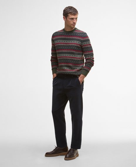 Barbour Easdale Fair Isle Sweater — Khaki