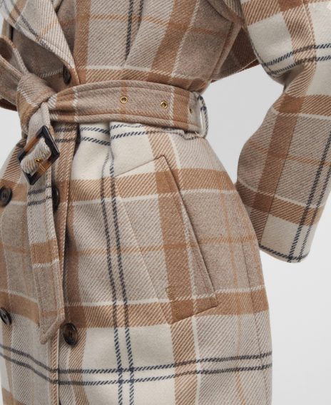 Barbour Claudette Tartan Wool Trench Coat