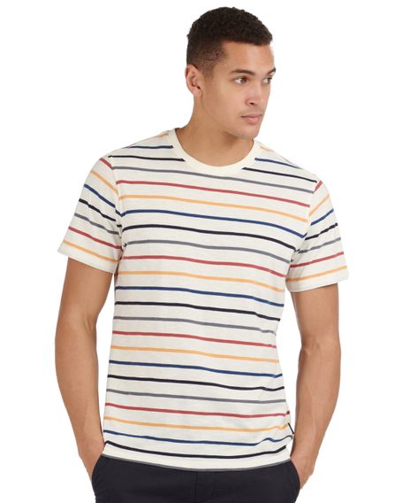 Pruhované tričko Barbour Summer Stripe - krémově bílé