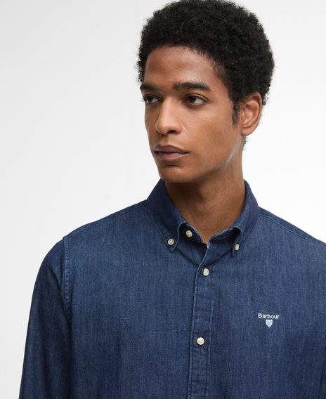 Barbour Denim Crest Tailored Long-Sleeved Shirt — Indigo