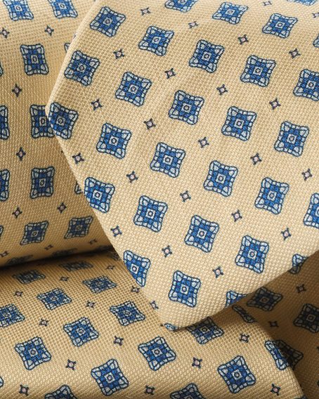 Charles Tyrwhitt Linen/Silk Print Tie — Lemon
