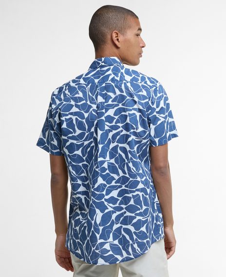 Barbour Spillroad Printed Short-Sleeved Shirt — Dark Denim