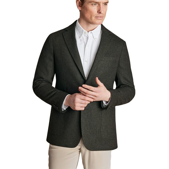 Charles Tyrwhitt Unstructured Wool Twill Jacket — Forest Green