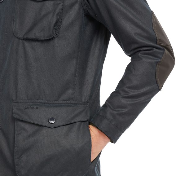 Barbour Ogston Waxed Cotton Jacket — Navy