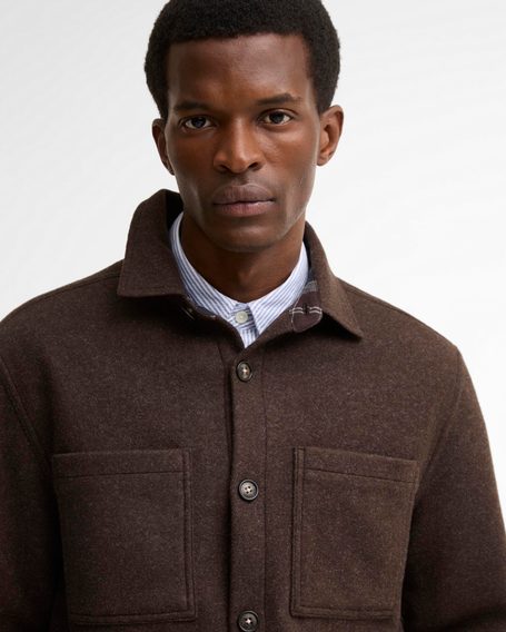 Barbour Marltown Tailored Wool Blend Overshirt — Brown