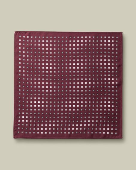 Charles Tyrwhitt Wool Silk Medallion Print Pocket Square — Burgundy Red