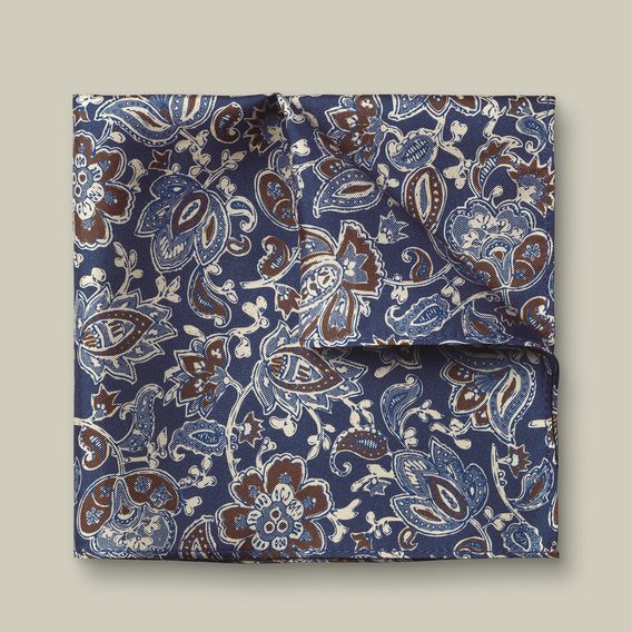 Charles Tyrwhitt Silk Paisley Pocket Square — Heather Blue