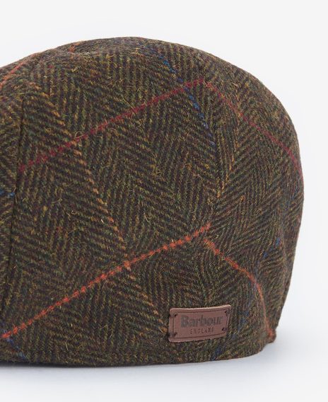 Barbour Wilkin Flat Cap — Olive Herringbone