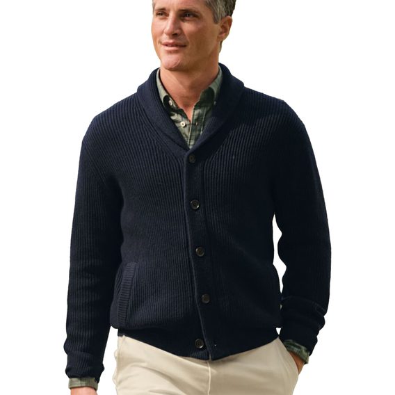 Charles Tyrwhitt Merino Shawl Neck Chunky Cardigan — Navy