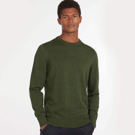 Barbour Pima Cotton Crew Neck Jumper — Rifle Green Marl