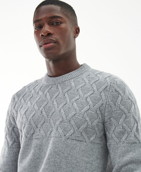 Barbour International Cable Knitted Jumper — Grey Marl