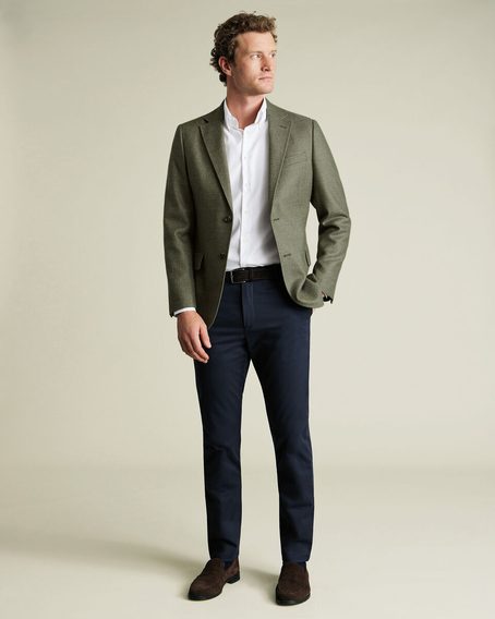 Charles Tyrwhitt Wool Texture Twill Jacket — Moss Green