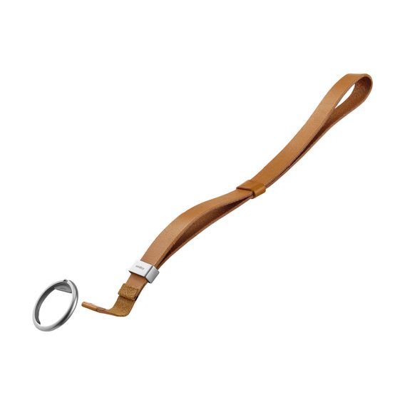 Chytré poutko na klíče Orbitkey Strap - tan se stříbrným kroužkem