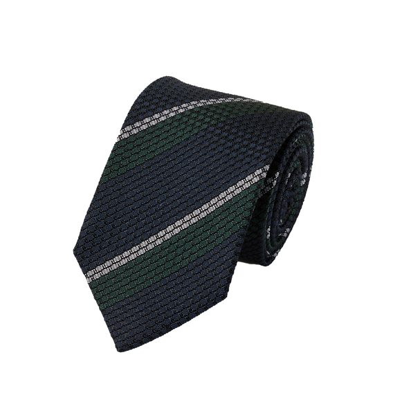 Charles Tyrwhitt Silk Grenadine Striped Italian Tie — Navy / Dark Green