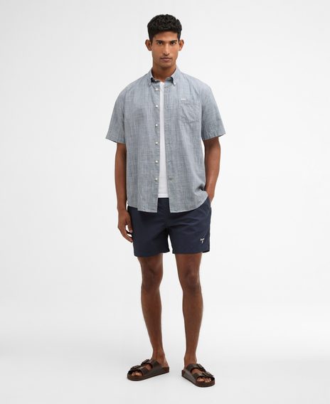 Barbour Water Reactive Tartan Swim Shorts — Navy