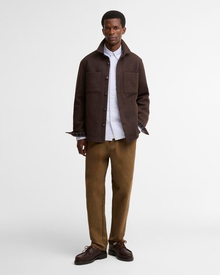 Barbour Marltown Tailored Wool Blend Overshirt — Brown