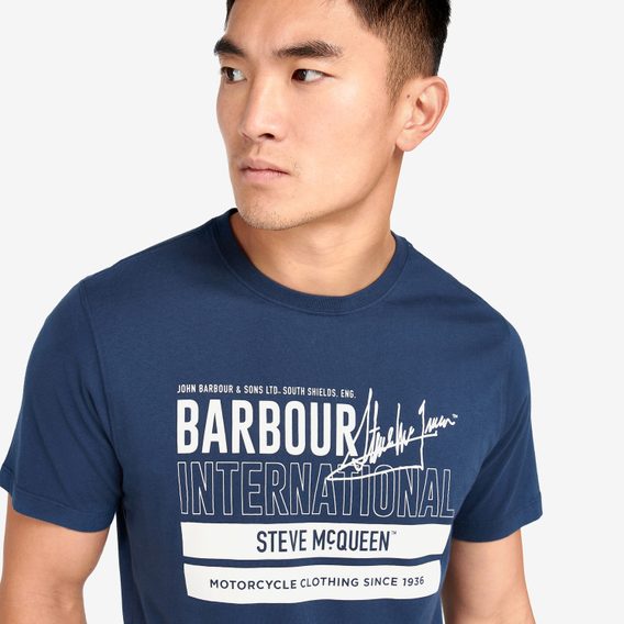 Bavlněné tričko Barbour International Barry Tee - Insignia Blue