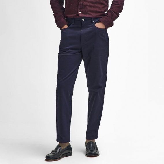 Barbour Suede Sateen Regular Trousers — Dark Navy