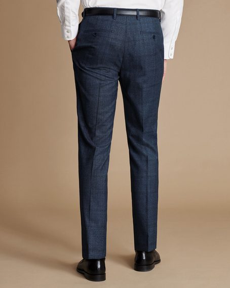 Charles Tyrwhitt Ultimate Performance Check Suit Trousers — Dark Navy