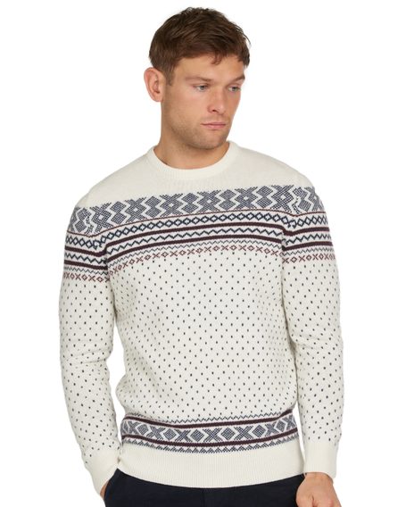 Vzorovaný svetr Barbour Fairisle z jehněčí vlny - béžový