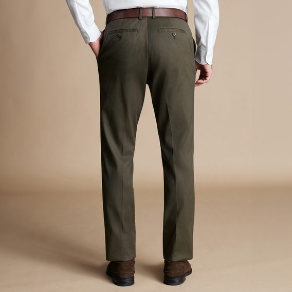 Charles Tyrwhitt Smart Stretch Texture Pants — Olive Green