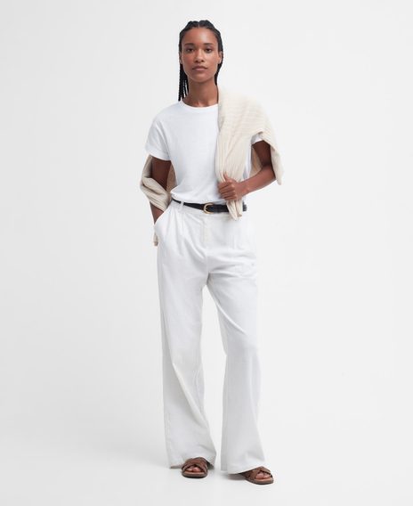 Barbour Somerland Wide-Leg Trousers — Classic White
