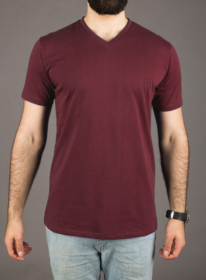 Pořádné tričko John & Paul - vínové (V-neck)