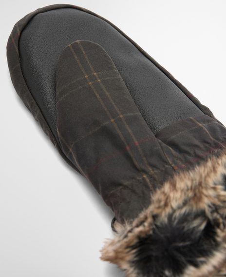 Barbour Tartan Waxed Mitts