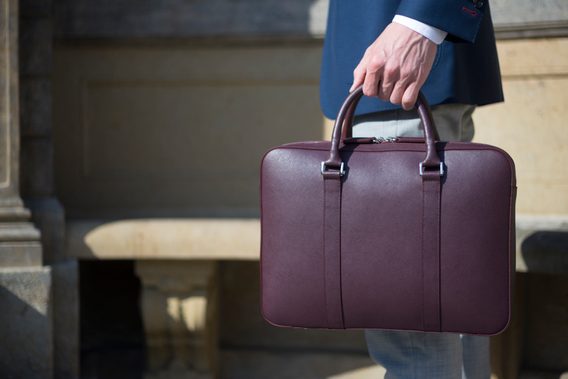 Kožená slim taška na notebook John & Paul - vínová