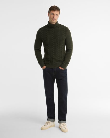 Barbour Staplecross Rollneck Sweater — Forest Green
