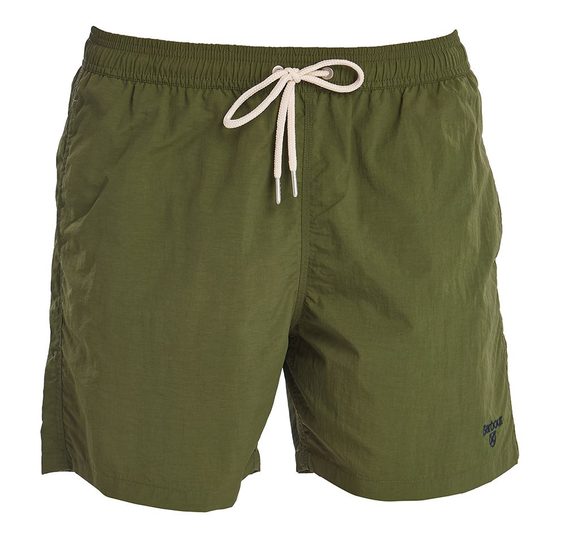 Jednobarevné plavky Barbour Essential Logo 5'' Swim Shorts - olivové