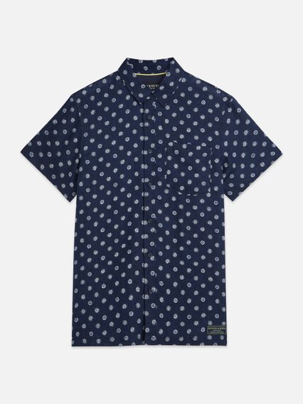 Scotch & Soda — Printed Linen Short-Sleeved Shirt