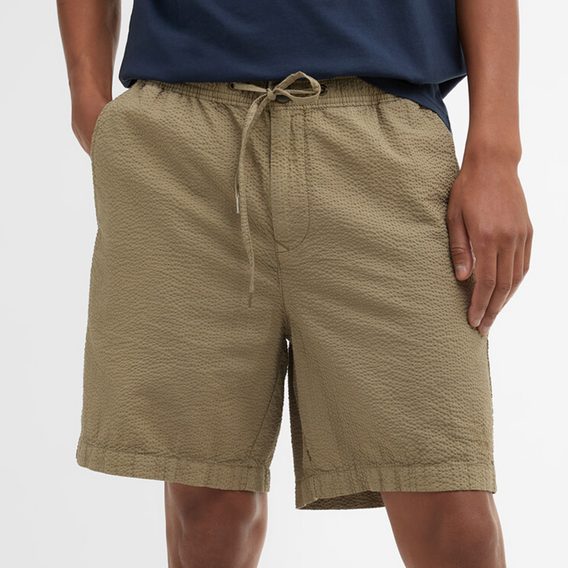 Barbour Seersucker Relaxed Shorts — Archive Olive