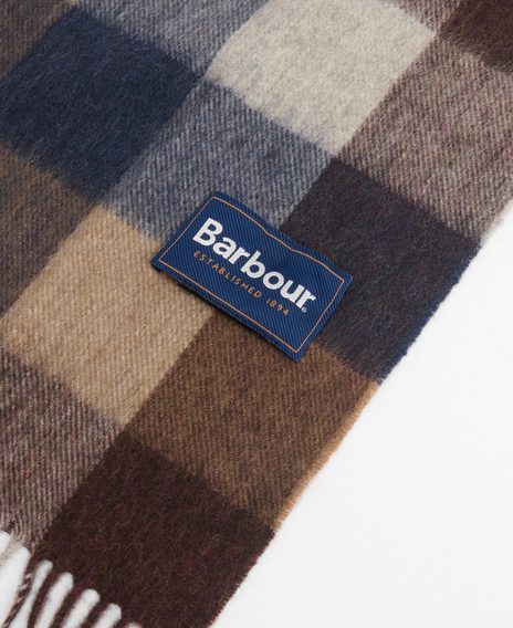 Barbour Large Tattersall Scarf — Bronze Brown