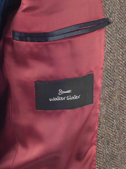Tweedové sako Walker Slater Edgar - Herringbone Brown