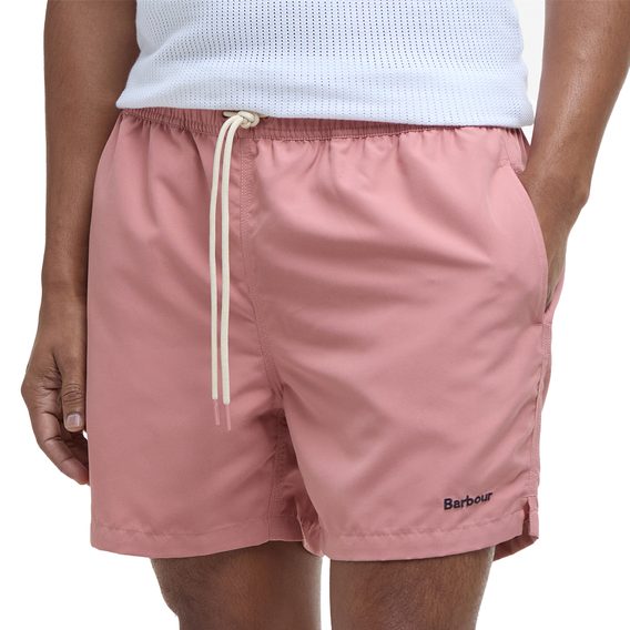 Barbour Staple Logo 7″ Swim Shorts — Pink Clay