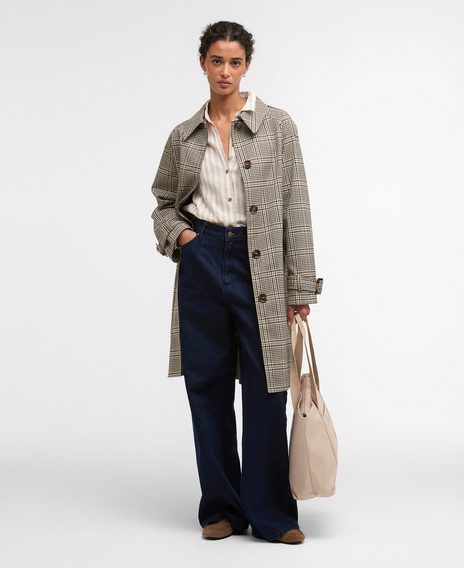 Barbour Maia Check Showerproof Trench Coat