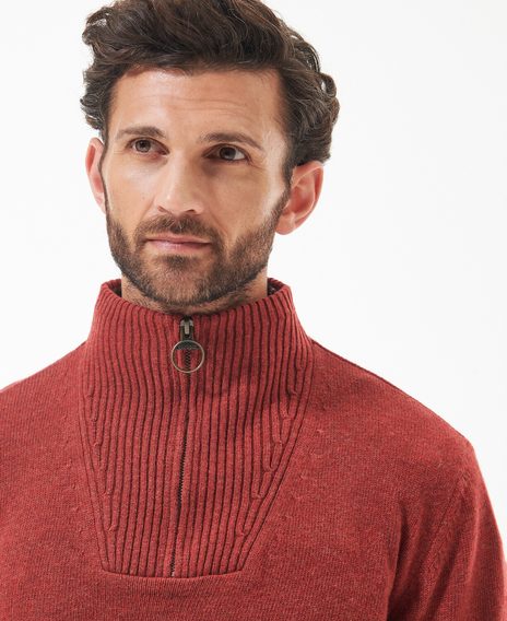 Barbour Nelson Essential Half Zip Sweatshirt — Brick Red
